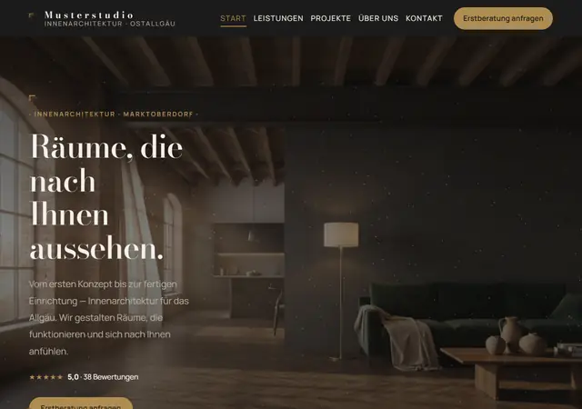 Startseite der Demo Innenarchitektur-Musterstudio