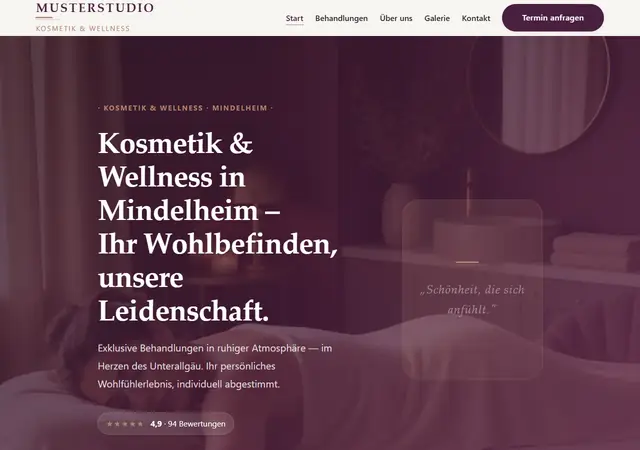 Startseite der Demo Kosmetik-Musterstudio, Kosmetik und Wellness